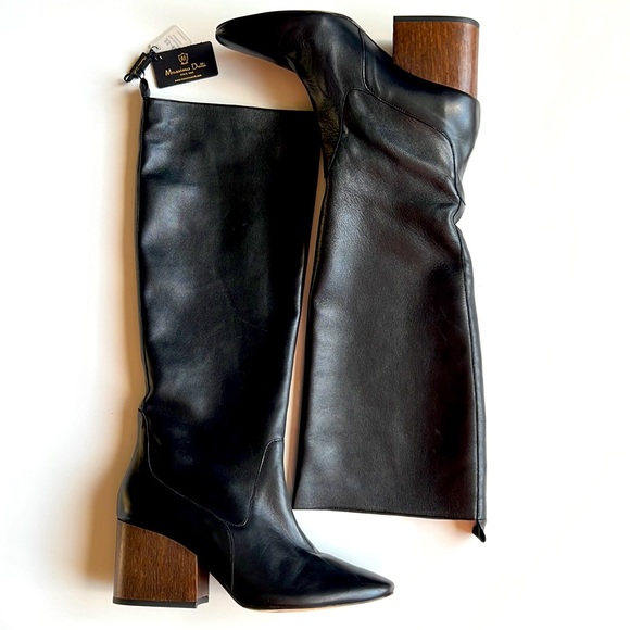 Massimo Dutti Shoes - NWT Soft Leather Massimo Dutti Boots Wooden  Heel